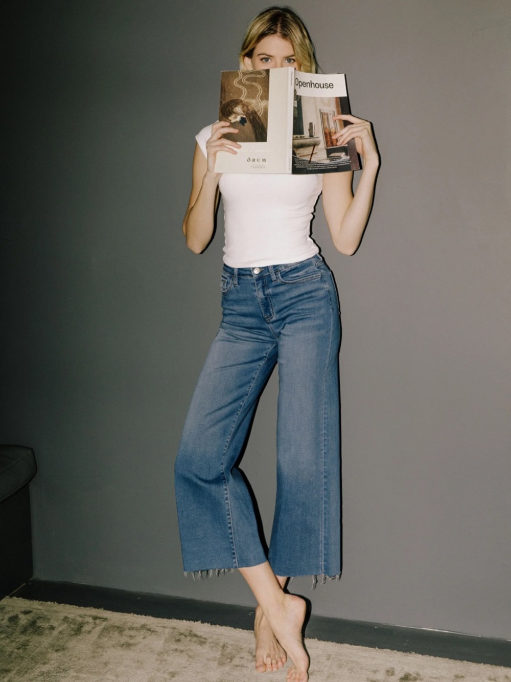 Etica devon wide leg crop light blue raw 0724 hem high rise 27 27x28